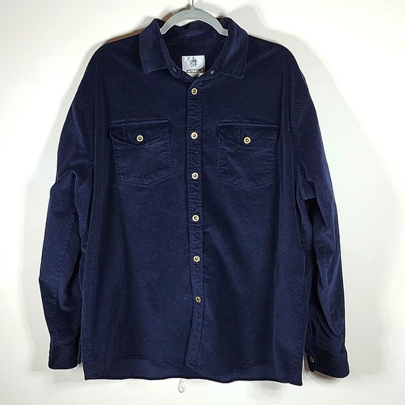 Mocotono Men's Cotton Stretch Corduroy Shirt Jacket Navy Blue XL - Picture 2 of 9